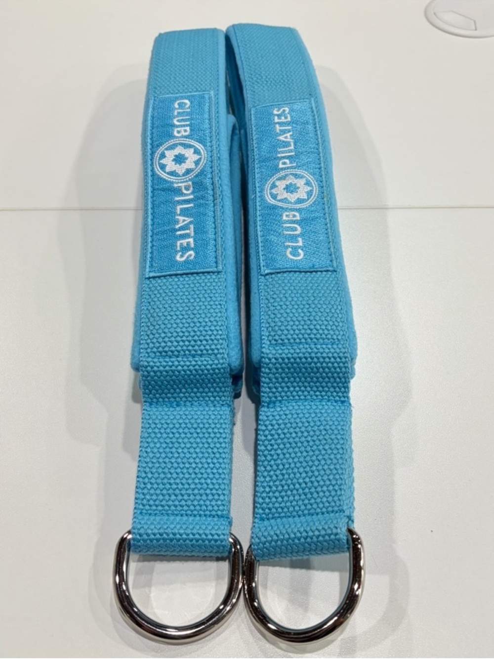 Club Pilates Reformer Straps Long and Short Loops Blue Teal NWT White Logo